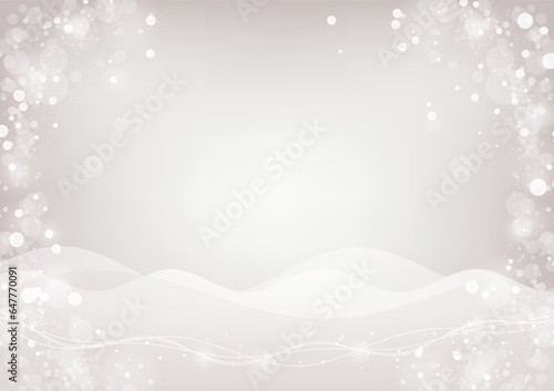 冬のキラキラ背景フレーム 白を基調とした雪景色のシンプル枠