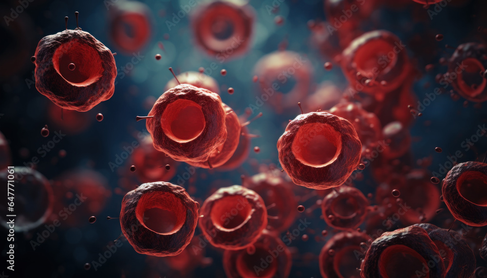 Microscopic Image of Blood Cells - Magnified View as Seen Under a Microscope - Generative Ai Microscopic Image of Blood Cells - Magnified View as Seen Under a Microscope - Generative Ai