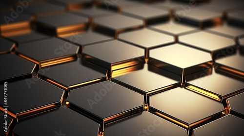 Abstract 3d gold hexagons background pattern. AI generated image