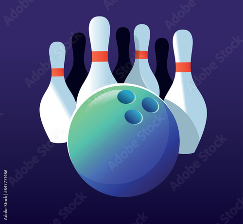 Illustration of a bowling alley with pins