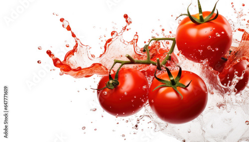 Ripe Tomatoes in Splashing Water - Generative AI