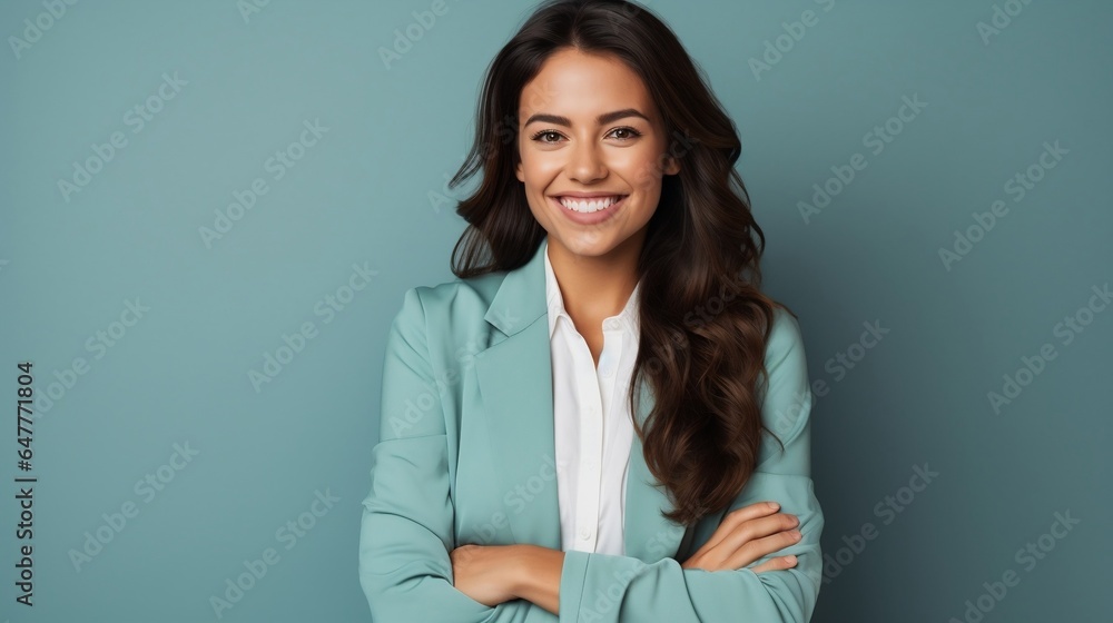 smiling businesswoman with crossed arms looking at camera isolated on grey smiling businesswoman with crossed arms looking at camera isolated on grey