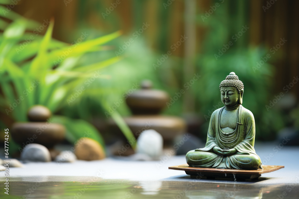 Statue of Buddha in zen garden Statue of Buddha in zen garden