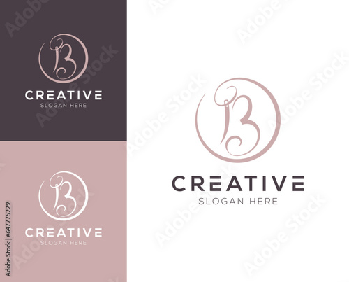 Combination of initial letter B with needle and thread logo design vector illustration