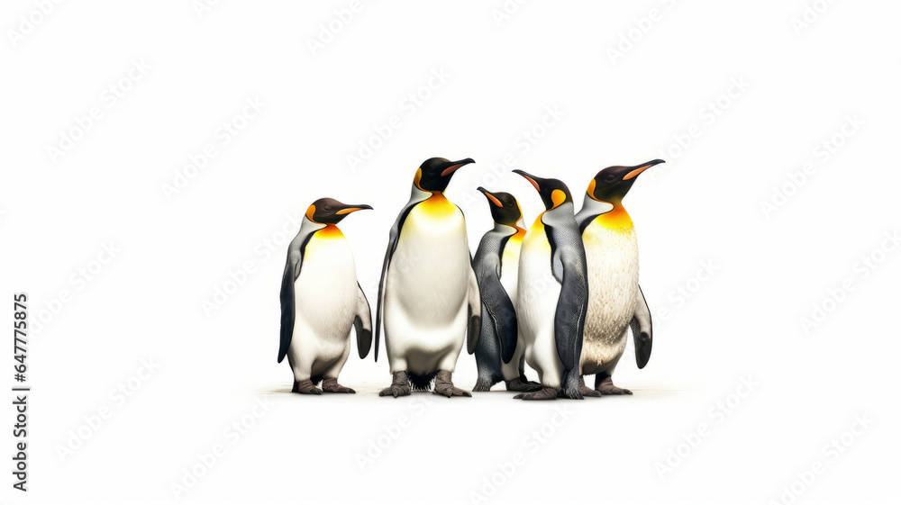 Fototapeta premium King penguins. isolated on white background generative ai
