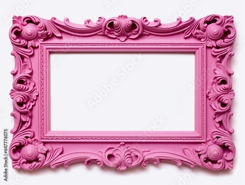 Obraz na płótnie Pink picture frame, generative AI w salonie
