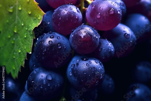 Wallpaper Mural blue, purple grapes. texture of fresh fruits and berries with water drops. vitamins and healthy food, organic food. Torontodigital.ca