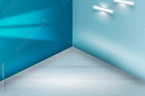 Modern blue wall room for interior background and products display