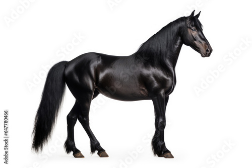 Black mustang on white background