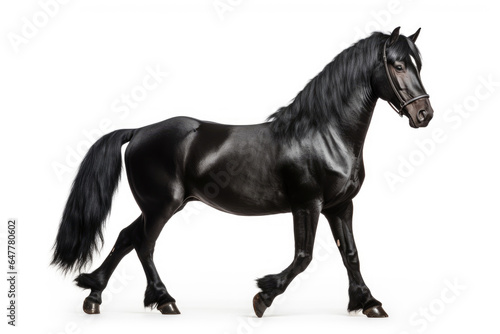 Black mustang on white background