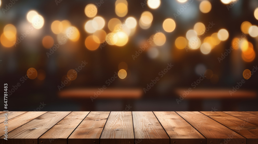 Wooden table with Christmas or new year background Wooden table with Christmas or new year background