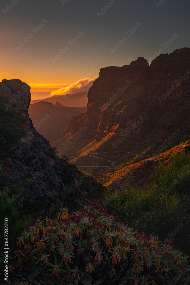 sunset over Masca valley Tenerife