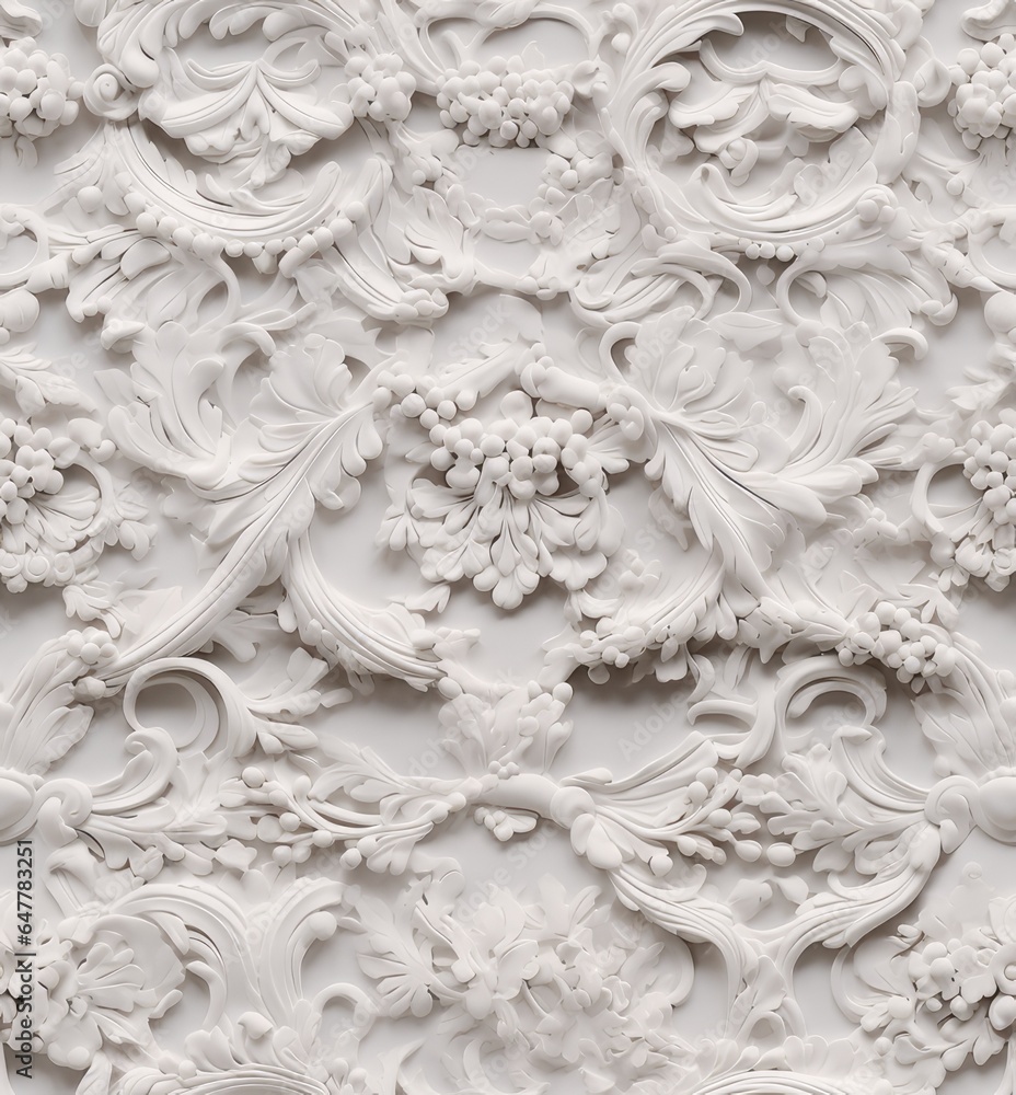 Patterns on the ceiling gypsum sheets of white flowers, plaster background - floral pattern, seamless pattern. SEAMLESS PATTERN. SEAMLESS WALLPAPER.