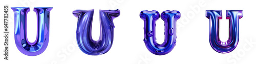 Indigo colored alphabet, logotype, letter U isolated on a transparent background