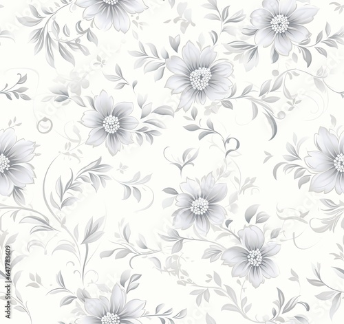 Flowers on the old white wall background  digital wall tiles or wallpaper design. SEAMLESS PATTERN. SEAMLESS WALLPAPER.