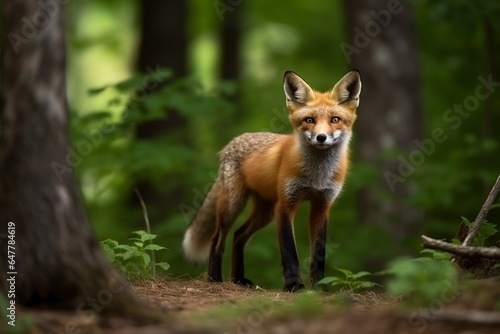 young fox in a summer forest