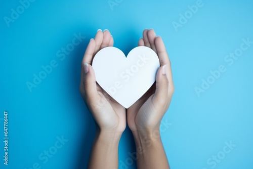 Gestures of Love  Hands Forming a Heart in White and Azure