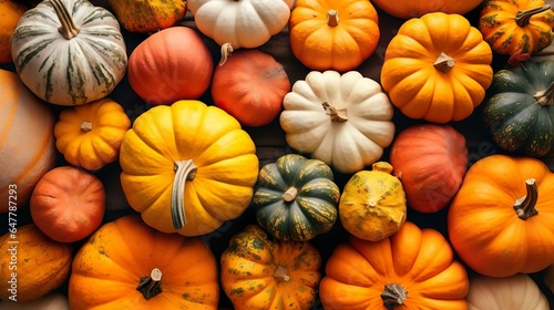 Various fresh ripe pumpkins as backgro © Jodie