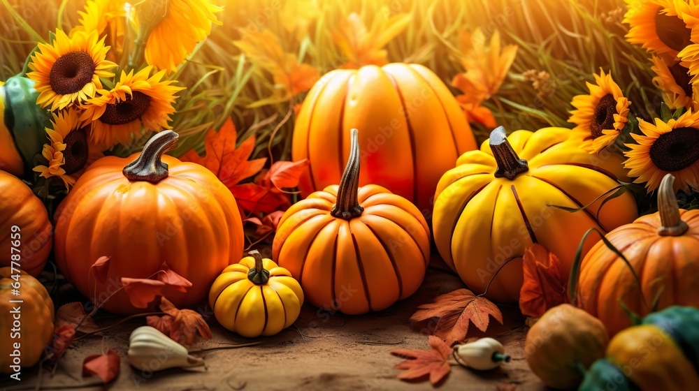 Fall background with pumpkins Fall background with pumpkins