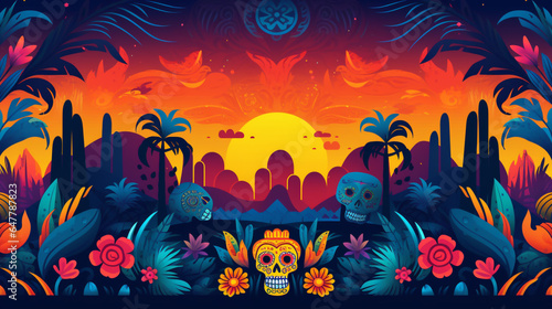 Flat design colorful mexican background theme