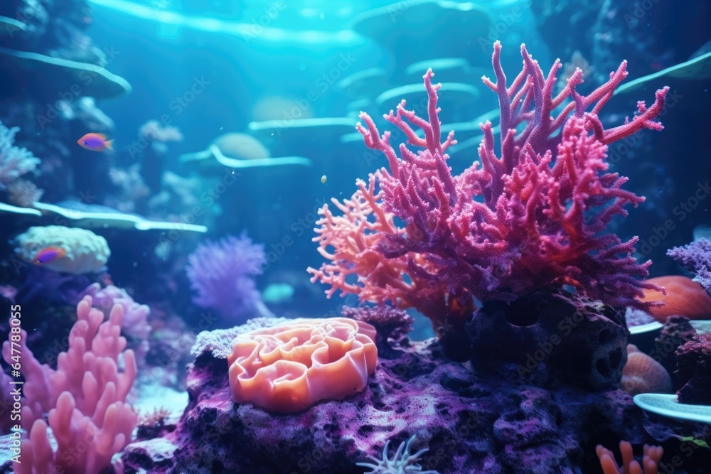 A bright underwater world with coral reefs A bright underwater world with coral reefs