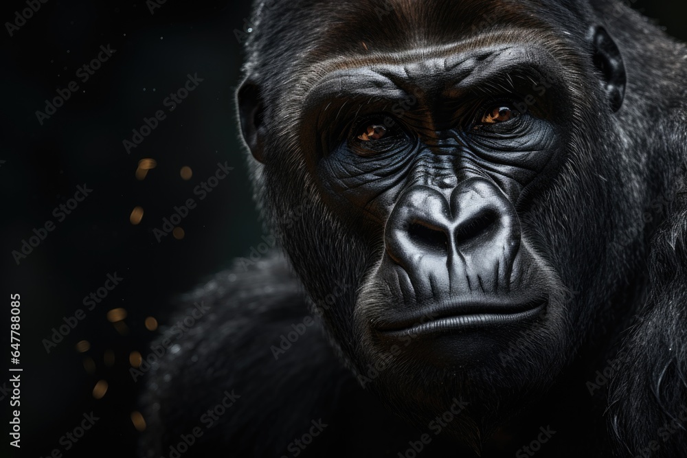 Large portrait of a gorilla's face