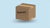 Deliver box, Cardboard box mockups. Isolated on blue background. Vector carton packaging box images.
