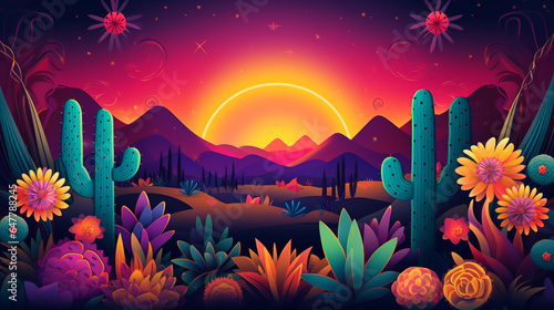 Flat design colorful mexican background theme