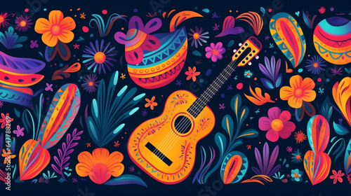Flat design colorful mexican background theme