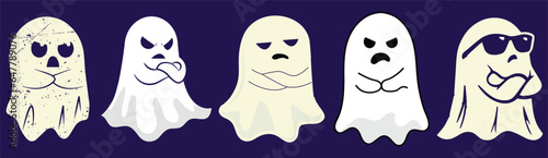 This is Boo Sheet Set of Halloween Ghosts Retro Vintage Pack for T-shirts and Graphic Designs