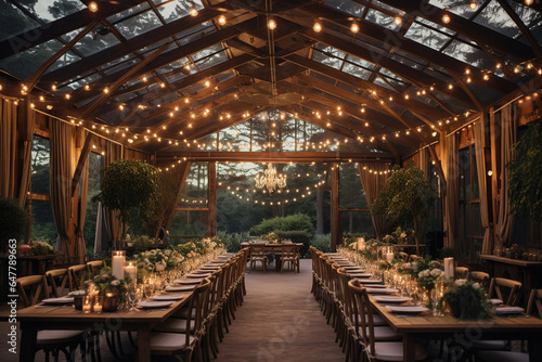 Amazing forest wedding venue. Rustic ceremony set up in woods