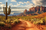 Cactus desert landscape with blue sky