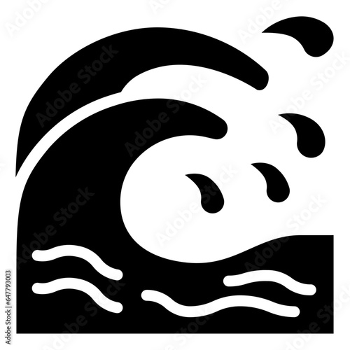  Wave, Disaster, ocean, Flood, Sea, Tsunami, Water,  Icon, Glyph style icon vector illustration, Suitable for website, mobile app, print, presentation, infographic and any other project.