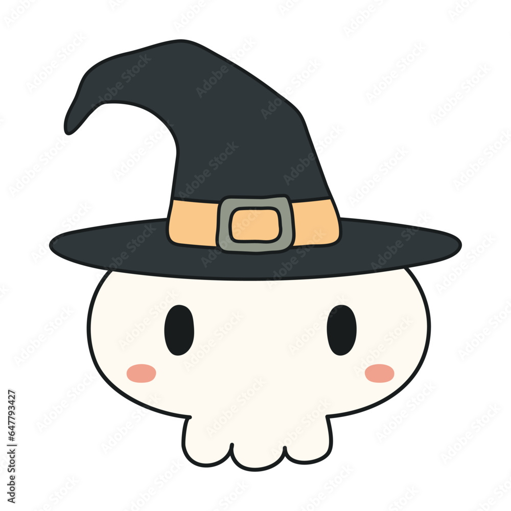Cute human skull hand drawn Halloween illustration. Cartoon style line art design, isolated vector. Kids seasonal print, autumn holiday, trick or treat, costume party element, decoration Cute human skull hand drawn Halloween illustration. Cartoon style line art design, isolated vector. Kids seasonal print, autumn holiday, trick or treat, costume party element, decoration