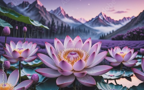 Aesthetic lavender Lotus flower