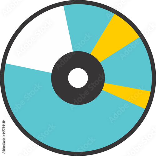 cd dvd disk colorful icon with black outline