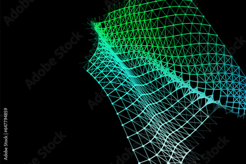 Vector background of net cells. Fish football sport syrface. Fluid flow on wind. Flag fabric data processing. photo