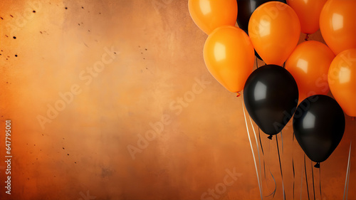 Orange Black Halloween Autumn Party Balloons Background