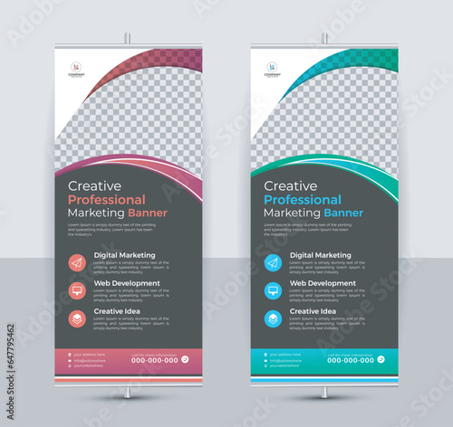 Abstract Rollup Design Including Multiple Design & Color, Fully Editable, With Bleed.