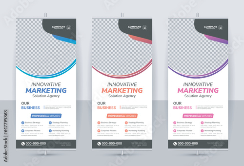 Corporate rollup banner template, roll-up banner stand template design, advertisement, pull-up, Vertical roll-up template billboard, banner and display banner, Poster for conference, forum, shop