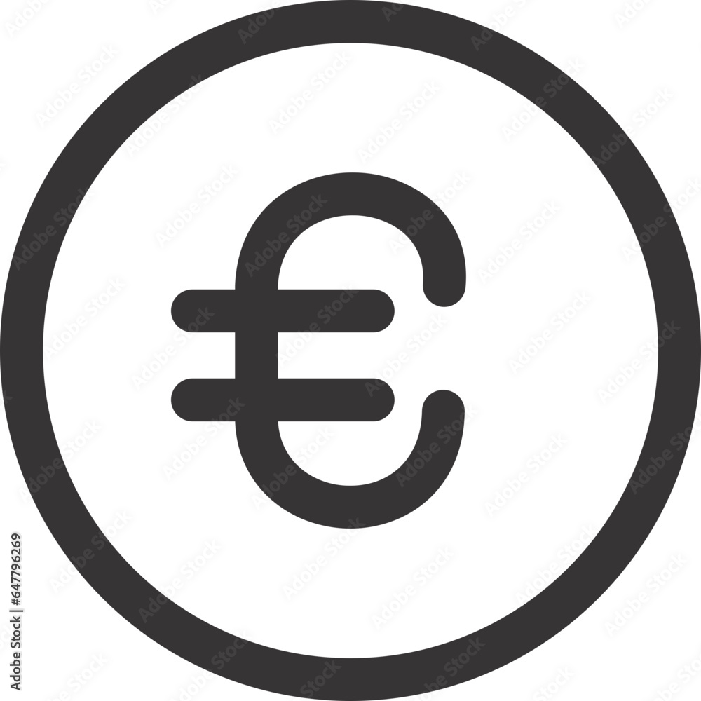 euro symbol on white black outline inside circle euro symbol on white black outline inside circle