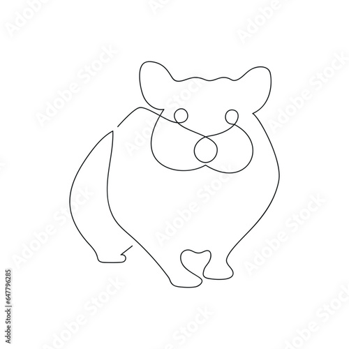 Hamster drawn in one continuous line. One line drawing, minimalism. Vector illustration.
