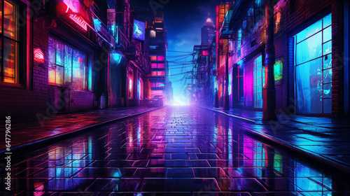 Neon Dreamscape  Vibrant Lights Igniting the Urban Night  Painting an Empty Canvas with Electrifying Brilliance