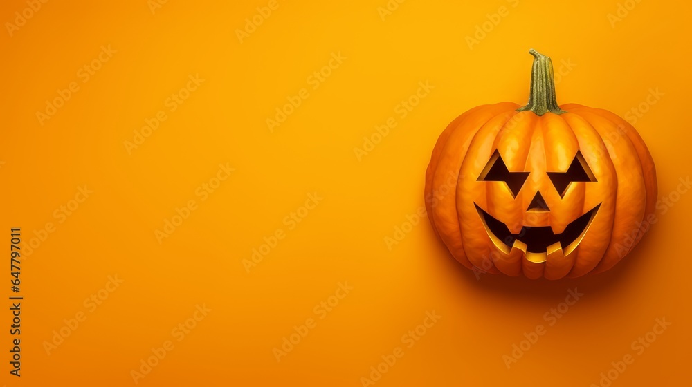Halloween pumpkin on yellow-orange background Halloween pumpkin on yellow-orange background