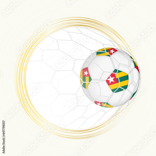 Football emblem with football ball with flag of Togo in net, scoring goal for Togo.