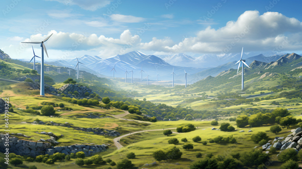 landscape with mountains and clouds respesenting green eneergy