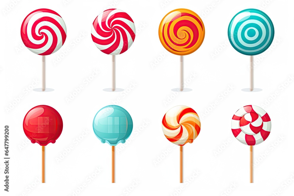 Lollipops, candy isolated on white background. Generative Ai Lollipops, candy isolated on white background. Generative Ai