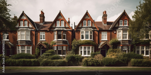 A row of houses on a street in suburban England