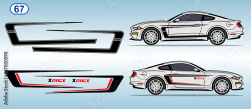 American muscle car side door sticker stripe design. Auto vinyl decal template. 
Suitable for print or cut (Silhouette, cricut cameo etc.)
Scaling without loss of quality for different car model.