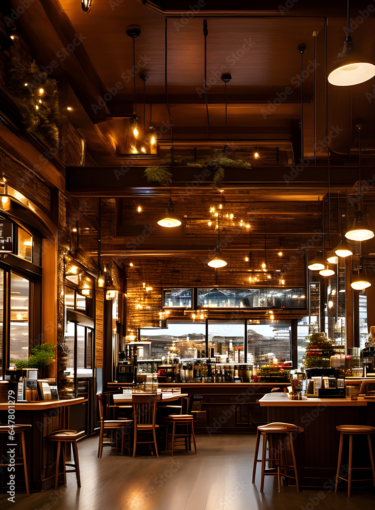 Fototapeta premium Cozy coffee shop with beautiful interior design.